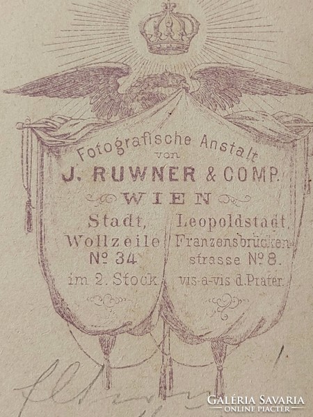 Antik női fotó 1868 J. Ruwner & Comp. Wien bécsi műtermi fénykép