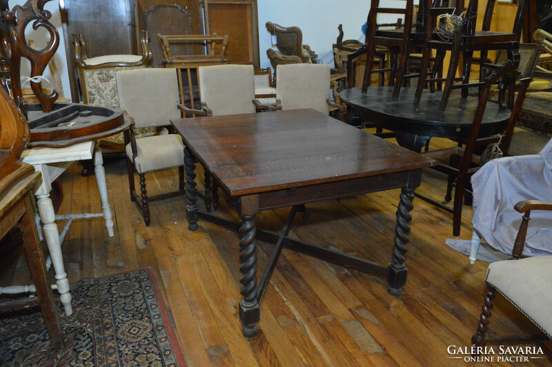 Antique French Art Nouveau table + 4 chairs (restored)