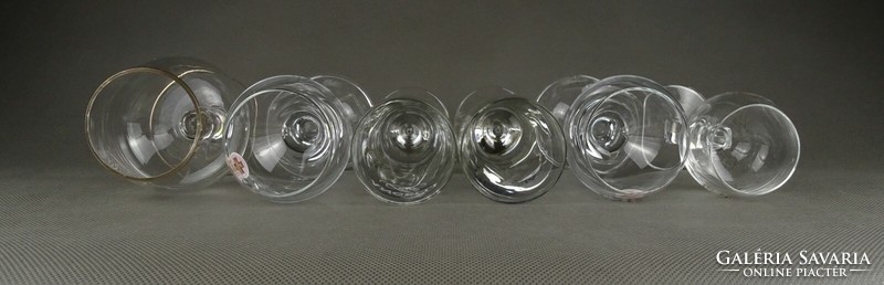 1K158 old mixed stemmed glass set of 6 pieces