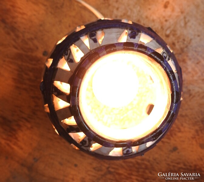Kézzel festett régi tunéziai jelzett kerámia hangulatlámpa - asztali lámpa