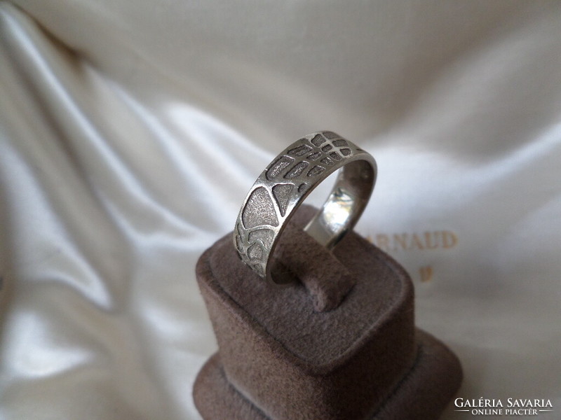 White gold modern designer ring