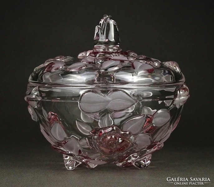 1K211 large walther glas glass sugar bowl with pink coloring