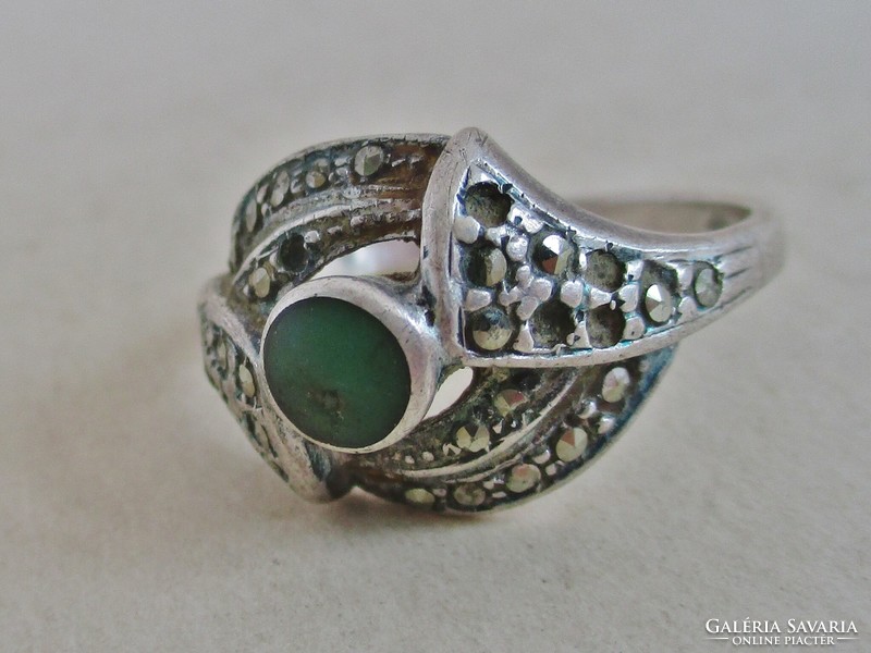 Nice small silver ring with real greenish turquoise