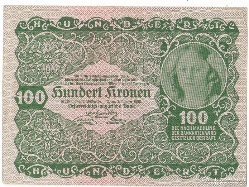 Ausztria 100 korona 1922 G