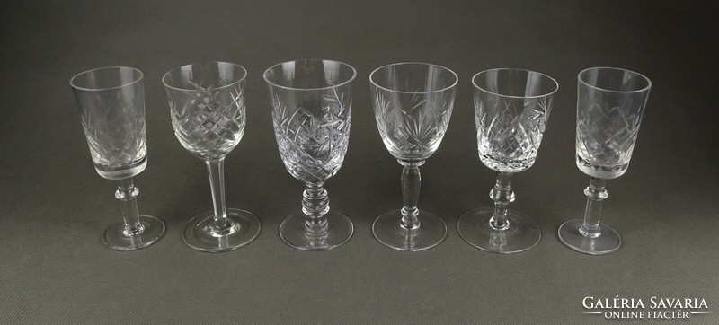 1K161 old mixed polished stemmed liquor glass set of 6 pieces