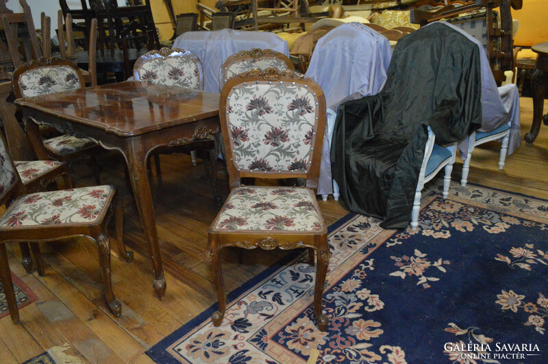 Antique neo-baroque table + 6 chairs
