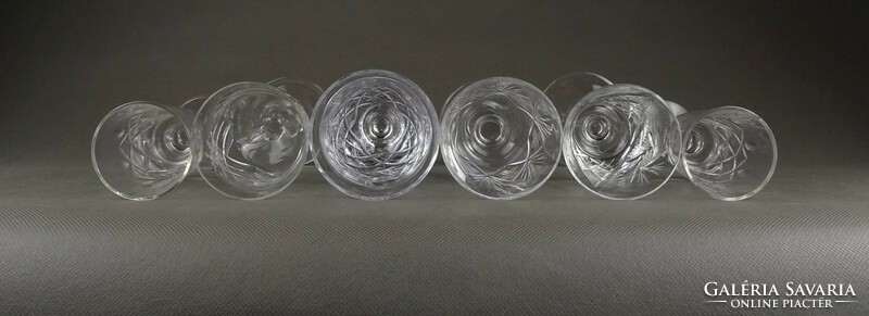 1K161 old mixed polished stemmed liquor glass set of 6 pieces