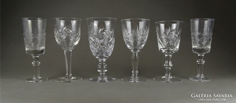 1K161 old mixed polished stemmed liquor glass set of 6 pieces