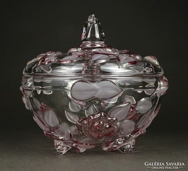 1K211 large walther glas glass sugar bowl with pink coloring