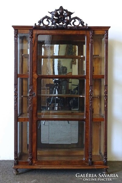 1K269 Antik teli üveges neobarokk tükrös vitrin 175 cm