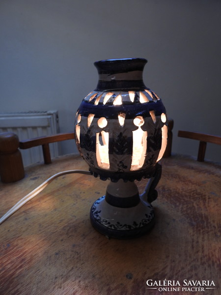 Hand painted old Tunisian marked ceramic mood lamp - table lamp