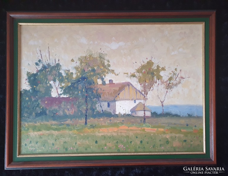 Marked oil painting, framed 63x47 cm