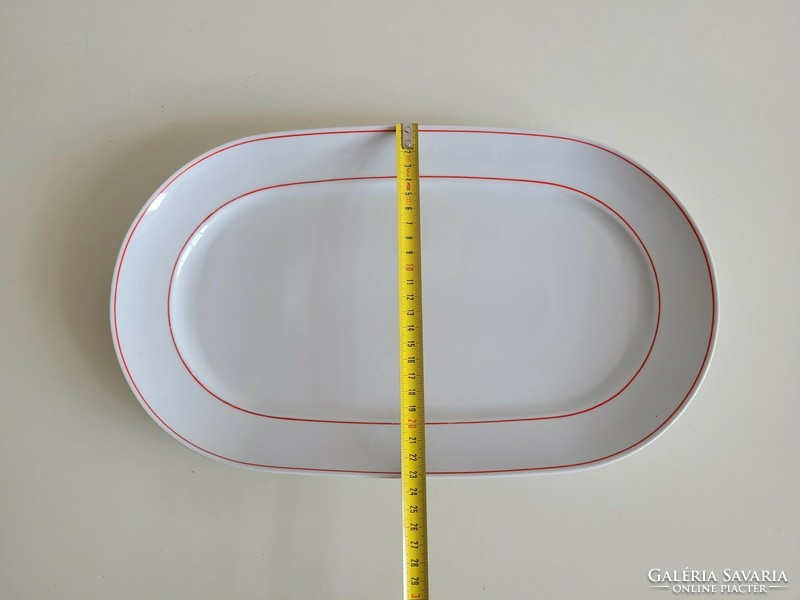 Régi retro 39 cm nagy méretű piros csíkos Alföldi porcelán tál sültes tál