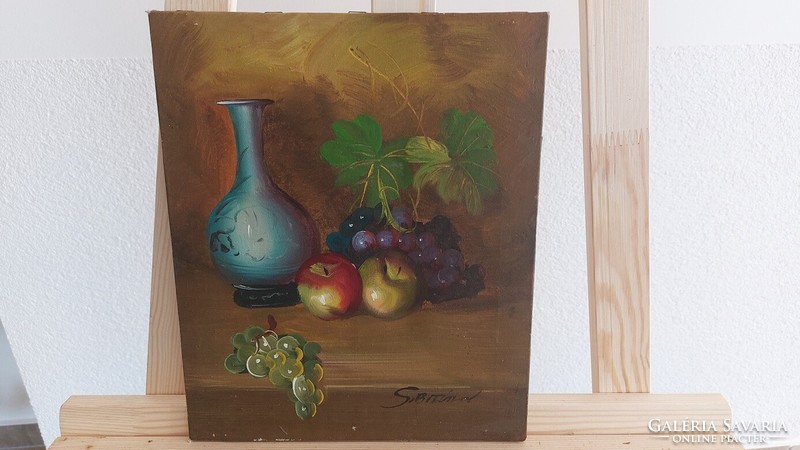 (K) Kis gyümölcs csendélet festmény 24x30 cm