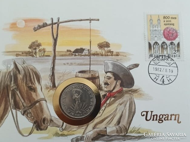 1982 Hortobágy coin envelope + stamp + HUF 10 1982! Only 30000 pcs. !