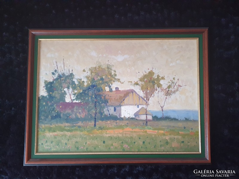 Marked oil painting, framed 63x47 cm