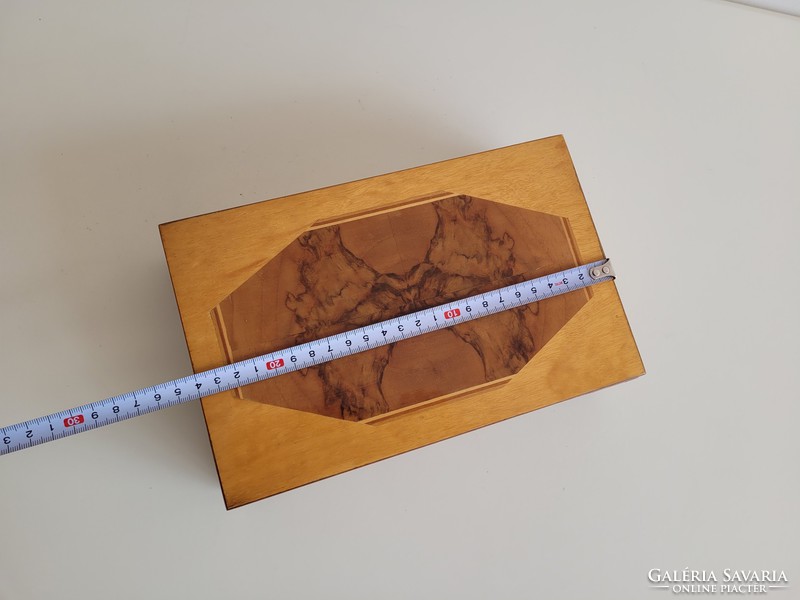 Retro régi intarziás fa doboz fadoboz díszdoboz 24 cm