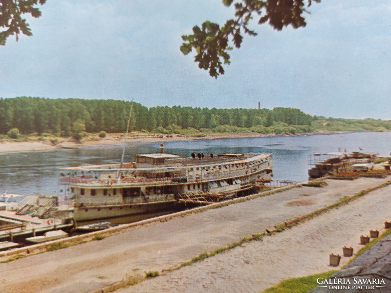 Old postcard 1973 blonde Tisza boat landing ship Szeged ship