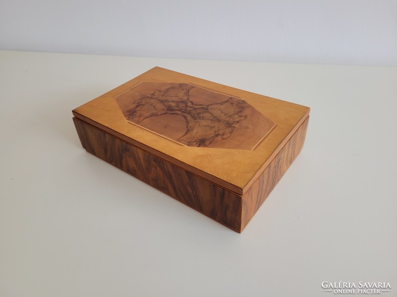 Retro régi intarziás fa doboz fadoboz díszdoboz 24 cm