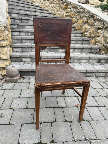 Antique Art Nouveau leather chair
