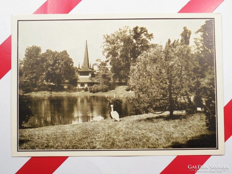 Régi képeslap levelezőlap - Az állatkerti tó partján - A székesfővárosi állatkert kiadása 1910-es év