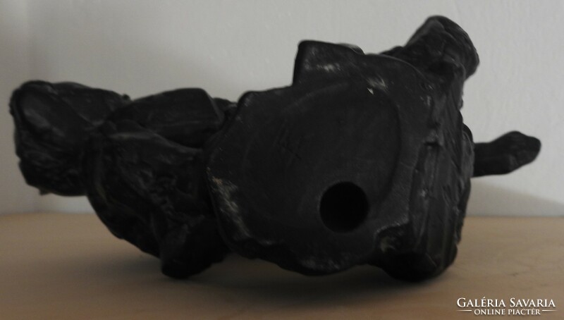 Fekete párduc - - jelzett kerámia szobor _ ISMERETLEN ALKOTÓ