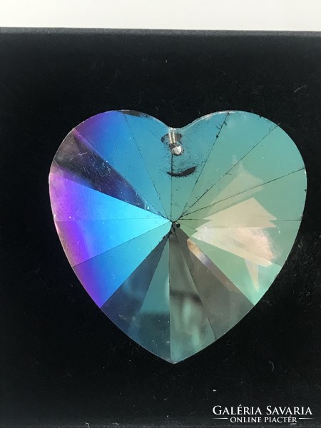 Hatalmas aurora borealis kristály szív alakú medál, 4 x 4 cm