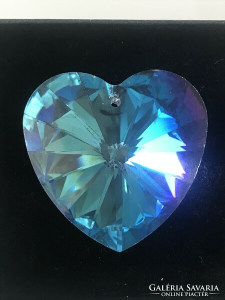 Huge aurora borealis crystal heart-shaped pendant, 4 x 4 cm