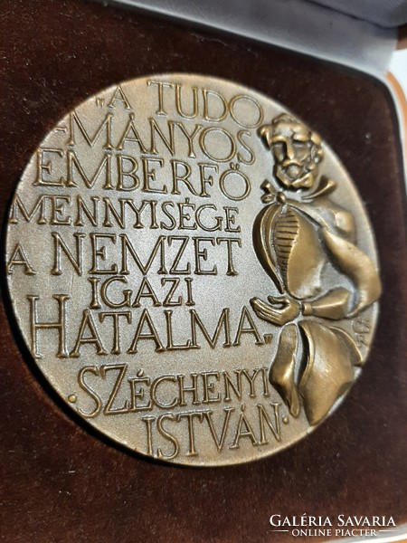 Csíkszentmihályi Róbert MTA 150 éves Széchenyi István bronz emlék plakett