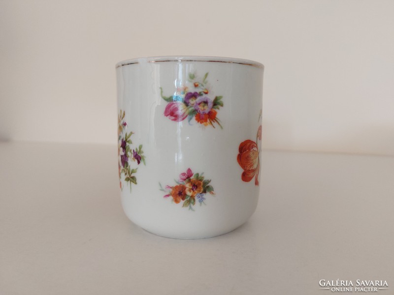 Old floral porcelain mug folk tea cup