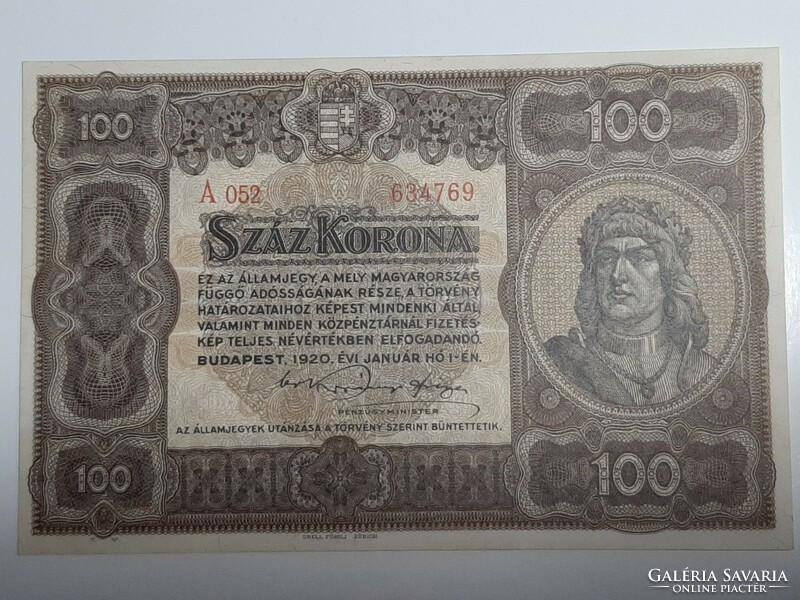 100 Korona 1920 numbered unc