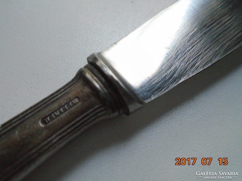 27 g ezüsttel WELLNER 90 Szecessziós dombor levél mintás ezüstözött kés rozsdamentes pengével