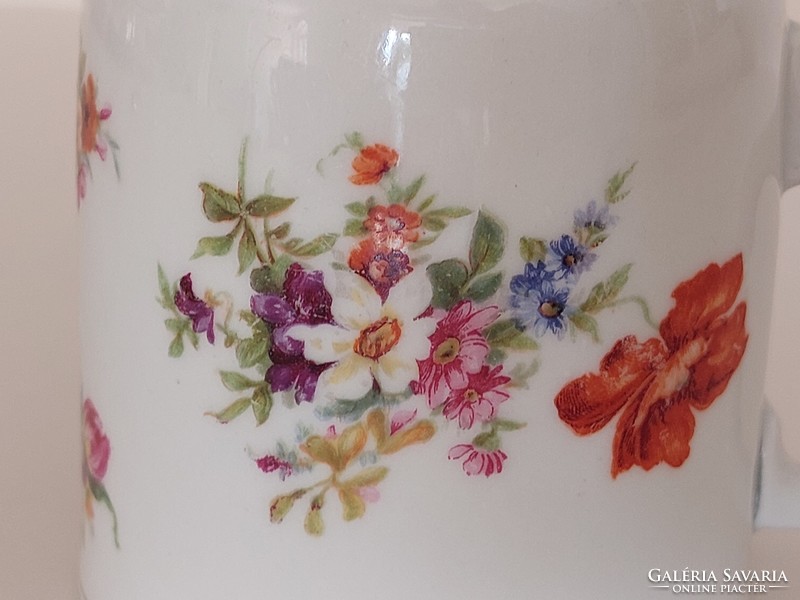 Régi virágos porcelán bögre népi teás csésze