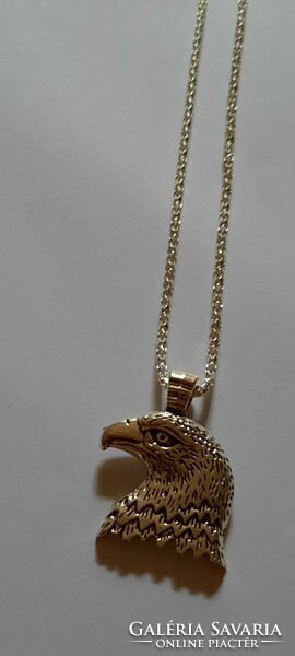 Tibetan silver necklace with an eagle head