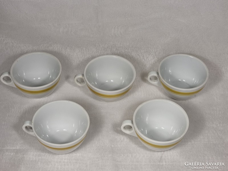 Rare Zsolnay porcelain cups/coffee cups, painted yellow. 1970s with five-tower sign