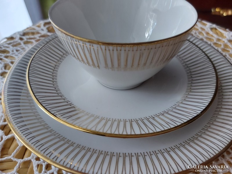 German Winterling Kirchenlamitz porcelain tea breakfast set, elegant gold pattern, marked