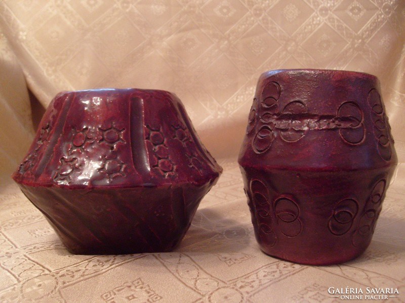Art deco alul jelzett mázas terrakotta váza pár egyben eladóak