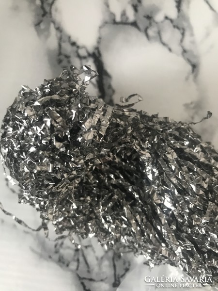 Nagy köteg antik ezüst fém angyalhaj lametta karácsonyfadísz