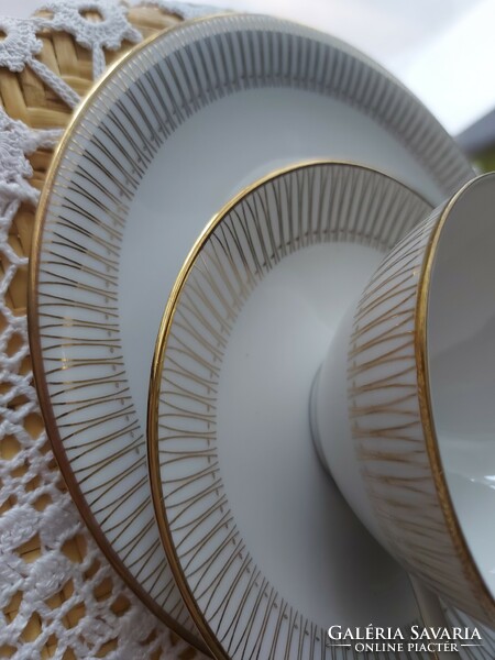 German Winterling Kirchenlamitz porcelain tea breakfast set, elegant gold pattern, marked