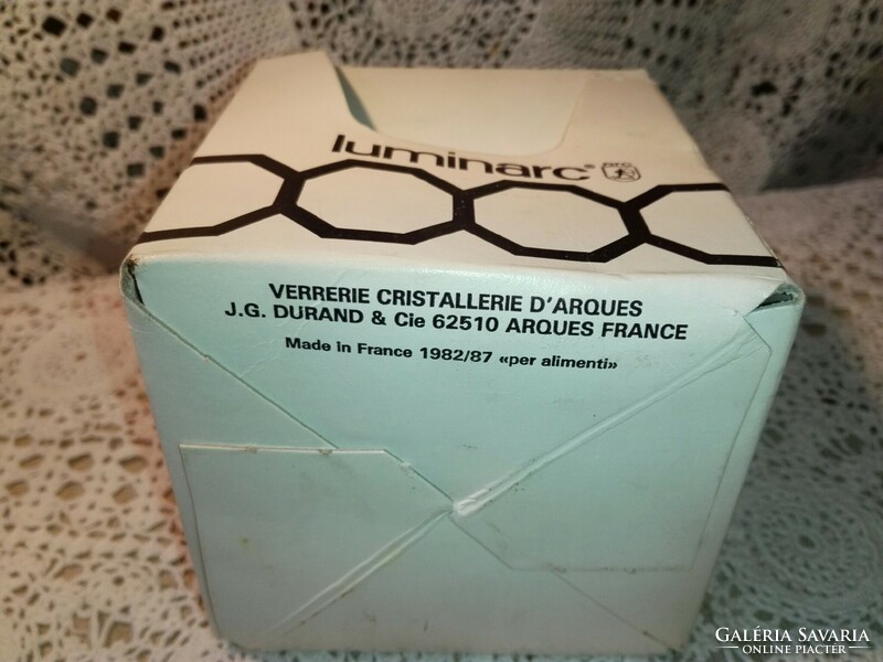 New French glass coaster in box.