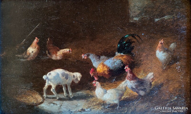 19th century painter. Poultry yard