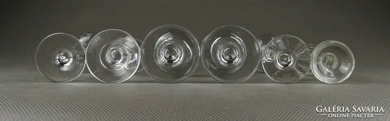 1K173 old mixed short drink stemmed glass set of 6 pieces