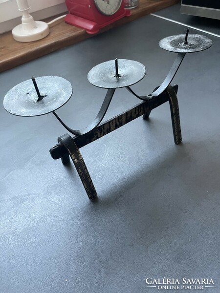 Craftsman wrought iron 3-prong candle holder