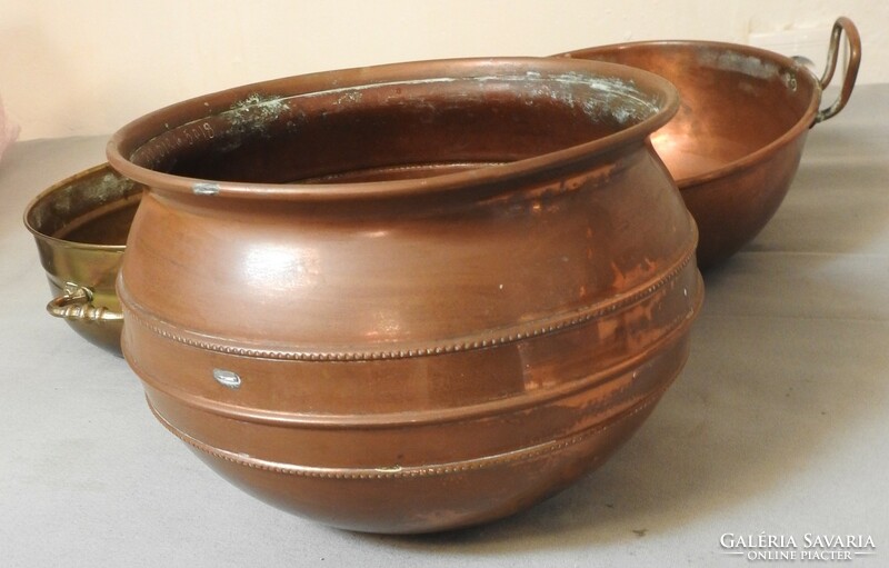 3 copper (red copper) bowls / red copper foam bar