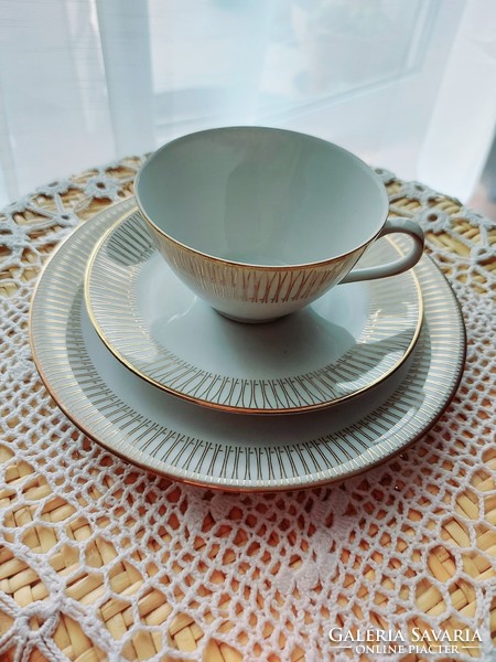 German Winterling Kirchenlamitz porcelain tea breakfast set, elegant gold pattern, marked