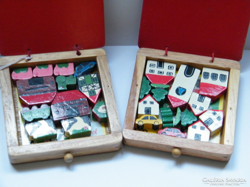 Vintage Sevi Toy fa figurák (házak, háziállatok) 2 doboz