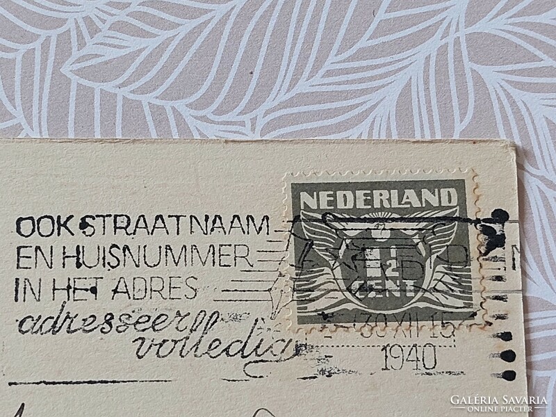 Régi képeslap 1940 levelezőlap kismadarak havas táj