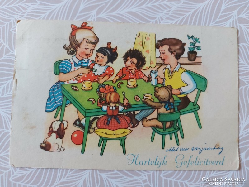 Old postcard postcard kids toys