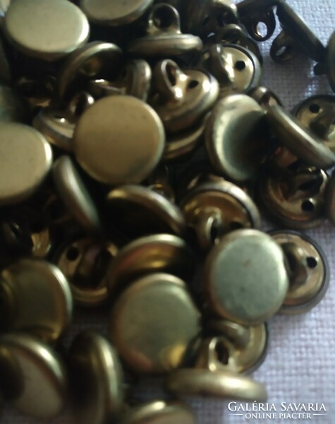Retro metal, brass-colored flat button 11 mm