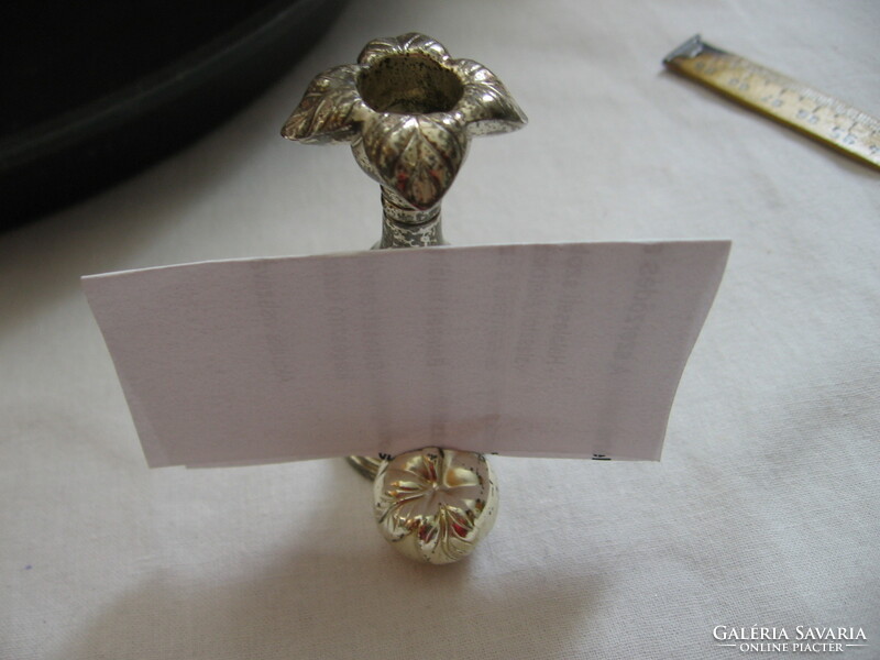 Silver-plated candle holder with nameplate and photo slot